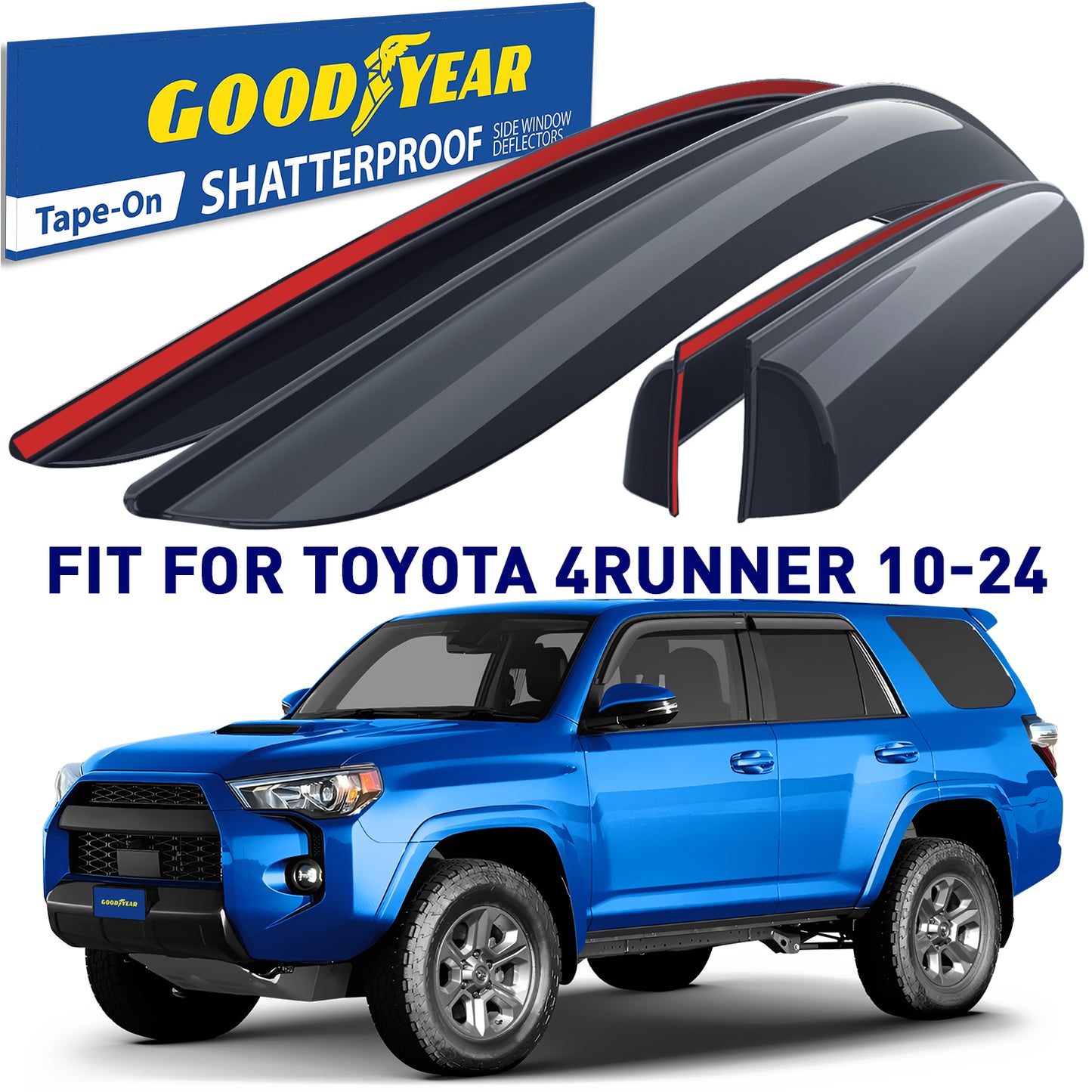 GOODYEAR Tape-On Window Deflectors Shatterproof