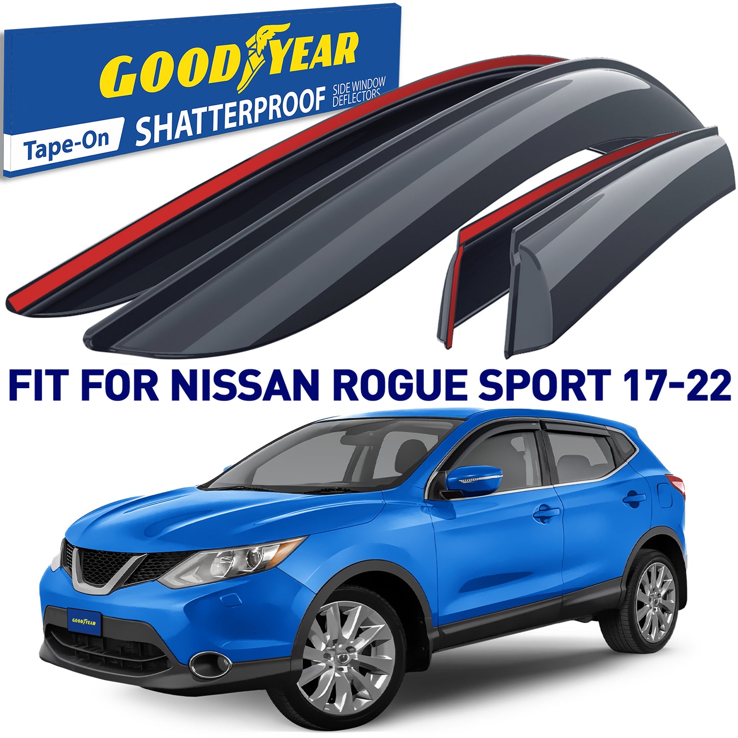 GOODYEAR Tape-On Window Deflectors Shatterproof