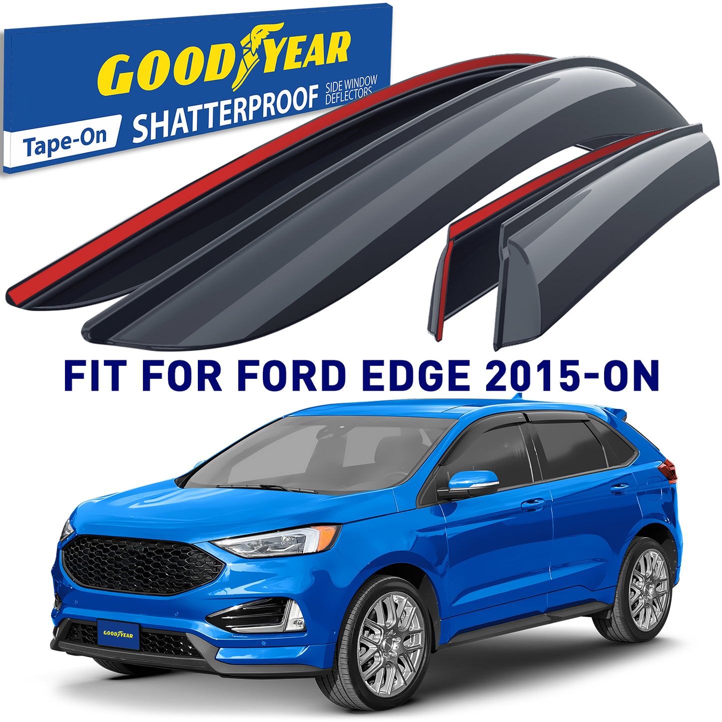 GOODYEAR Tape-On Window Deflectors Shatterproof