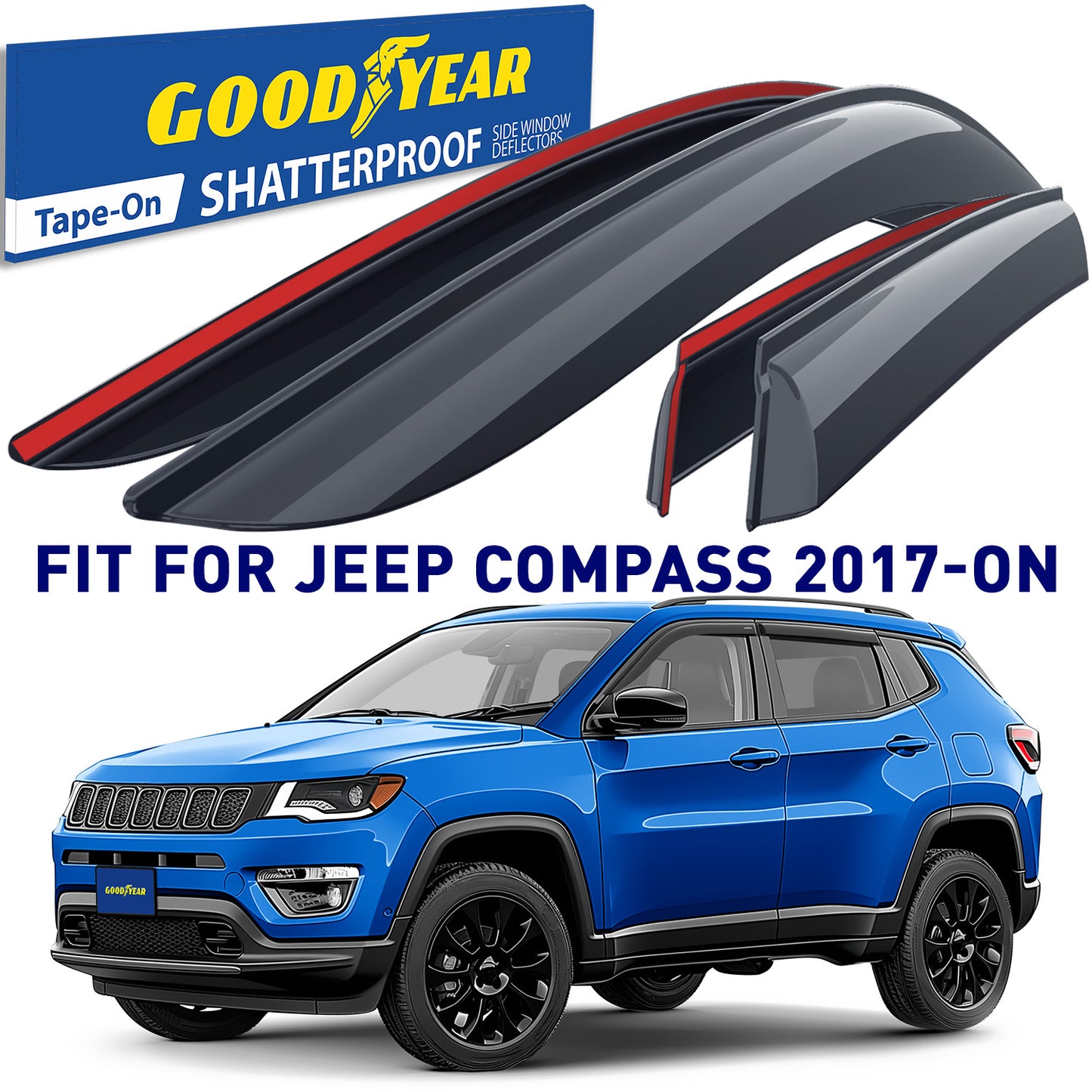 GOODYEAR Tape-On Window Deflectors Shatterproof