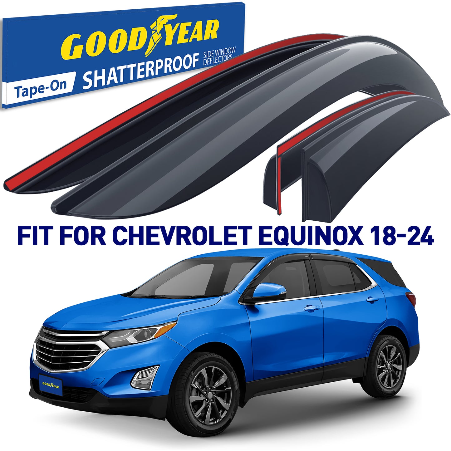 GOODYEAR Tape-On Window Deflectors Shatterproof