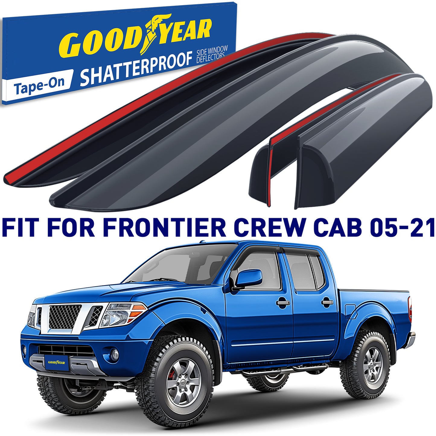 GOODYEAR Tape-On Window Deflectors Shatterproof