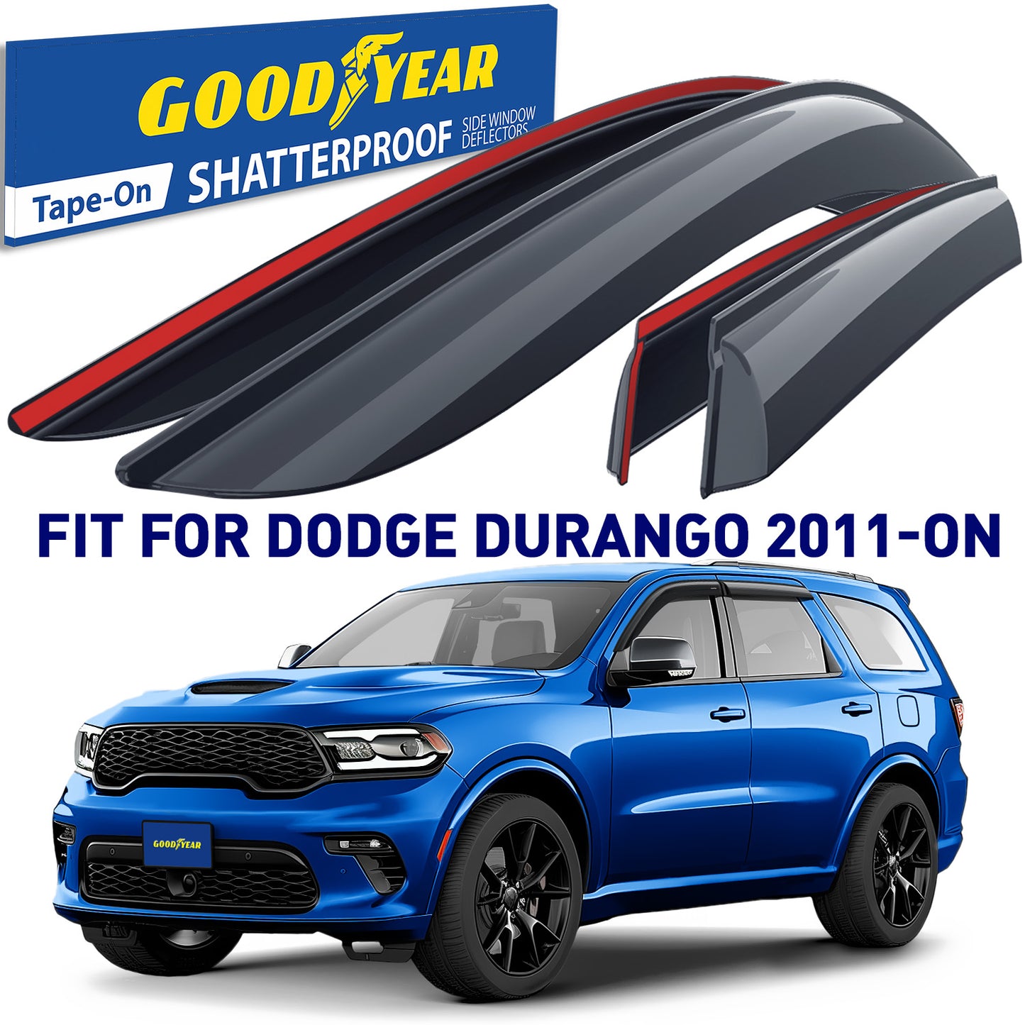 GOODYEAR Tape-On Window Deflectors Shatterproof