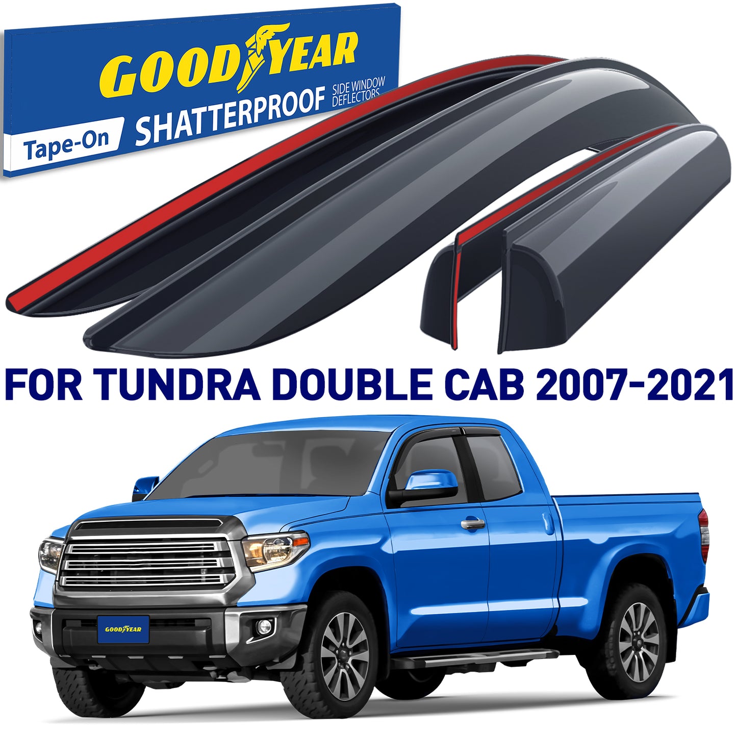 GOODYEAR Tape-On Window Deflectors Shatterproof