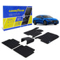 Goodyear Custom Fit Car Floor Liners For Hyundai Sonata 2020-2021/Kia K5 2020-2021 Black/Black 5 Pc. Set All-Weather Diamond Shape Liner Traps Dirt Liquid Rain And Dust Precision Interior Coverage - GY004183