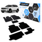 Goodyear Custom Fit Car Floor Liners For Volkswagen (VW) Atlas 2018-2021 Black/Black 7 Pc. Set All-Weather Diamond Shape Liner Traps Dirt Liquid Precision Interior Coverage - GY004243