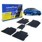 Goodyear Custom Fit Car Floor Liners For Kia Optima 2016-2020/Hyundai Sonata 2015-2019 Black/Black 5 Pc. SetAll-Weather Diamond Shape Liner Traps Dirt LiquidPrecision Interior Coverage- GY004414v