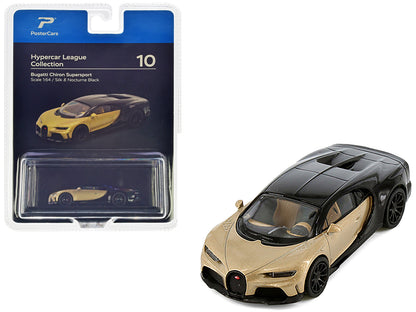 Bugatti Chiron Supersport Silk Gold Metallic and Nocturne Black "Hypercar League Collection" 1/64 Diecast Model Car by PosterCars  free shipping USA