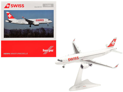 Airbus A220-100 Commercial Aircraft "Swiss International Air Lines" (HB-JBH) White with Red Tail 1/200 Diecast Model Airplane by Herpa  free shipping USA