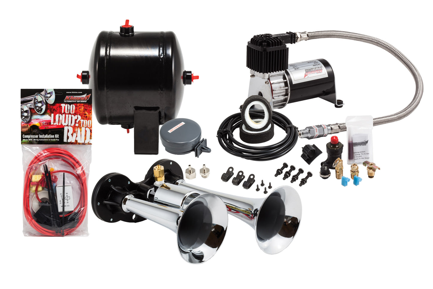 Kleinn Air Horns - HK1 - Chrome Dual Air Horn Kit