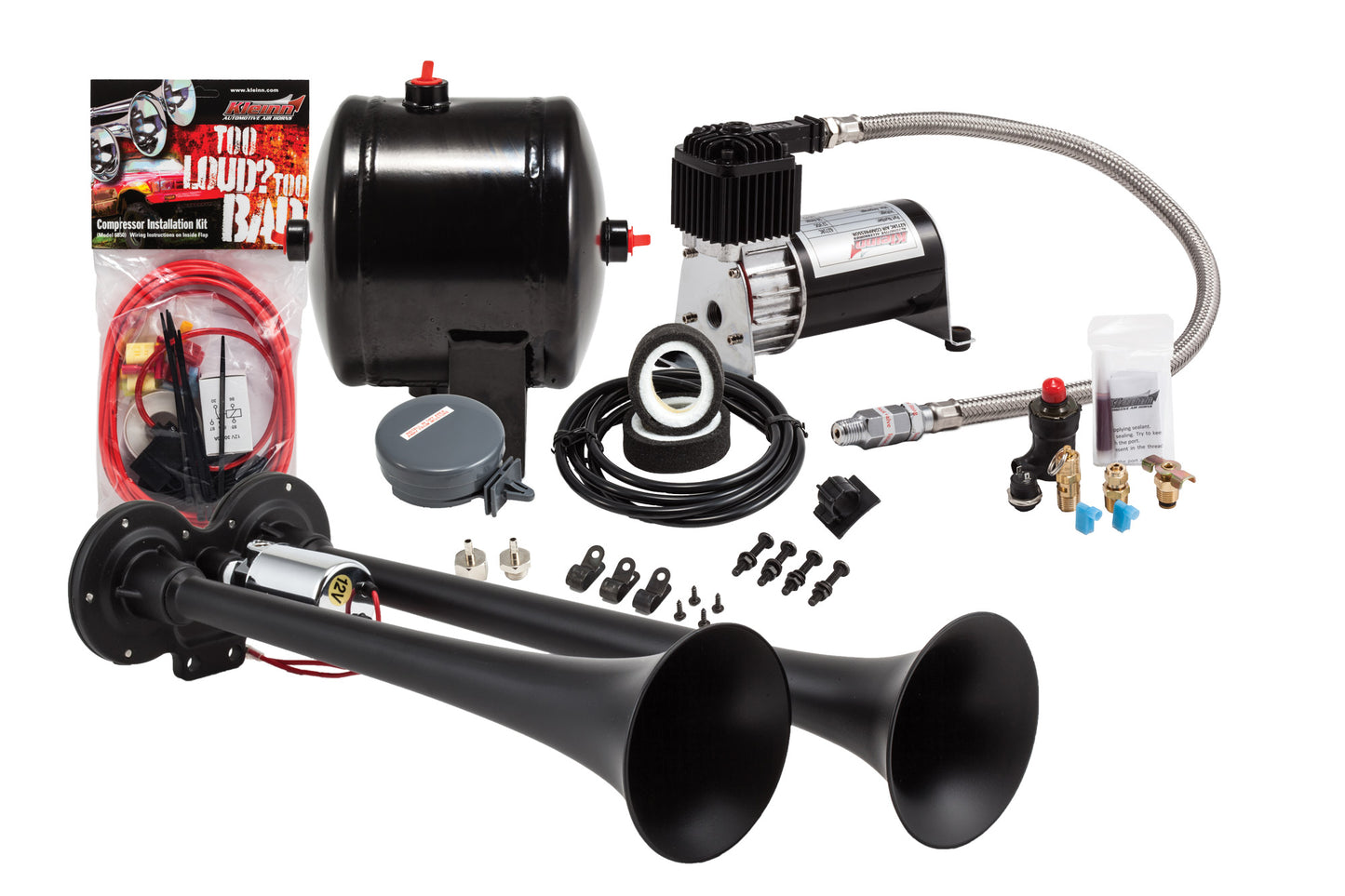 Kleinn Air Horns - HK2-1 - BlackDual Air Horn Kit