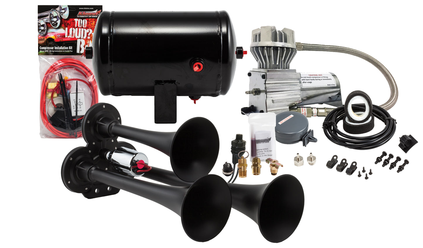 Kleinn Air Horns - HK3-1 - Black Triple Air Horn Kit