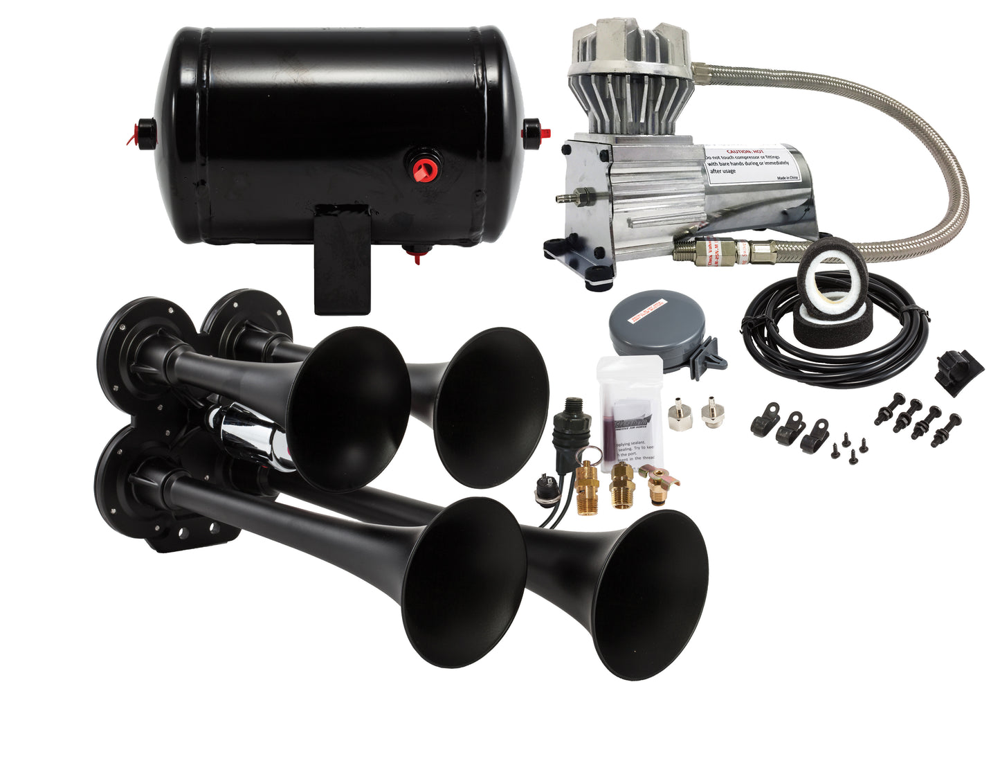 Kleinn Air Horns - HK4-1 - Black Quad Air Horn Kit