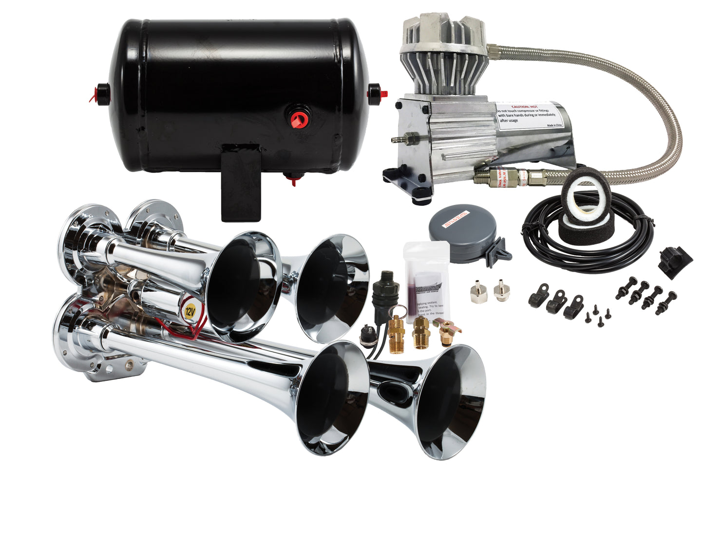 Kleinn Air Horns - HK4 - Chrome Quad Air Horn Kit