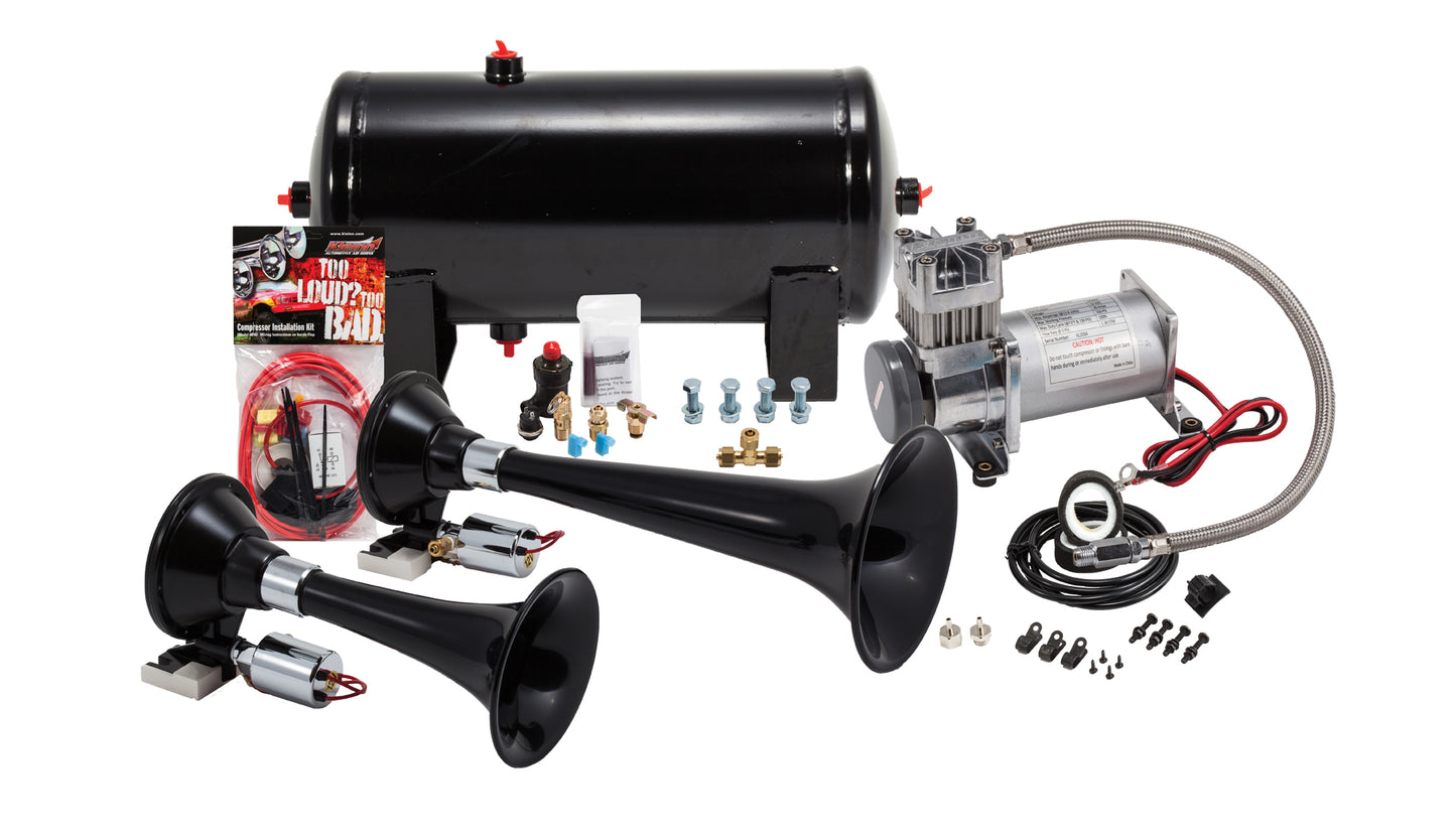Kleinn Air Horns - HK5 - Black Dual Train Horn Kit
