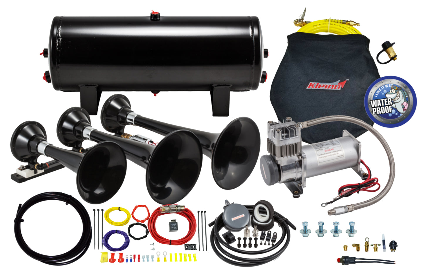 Kleinn Air Horns - HK7 - Black Triple Train Horn