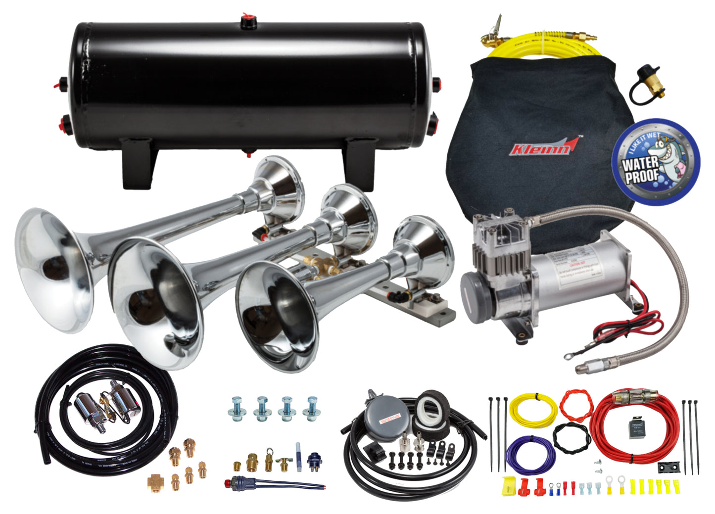 Kleinn Air Horns - HK8 - Chrome Triple Train Horn