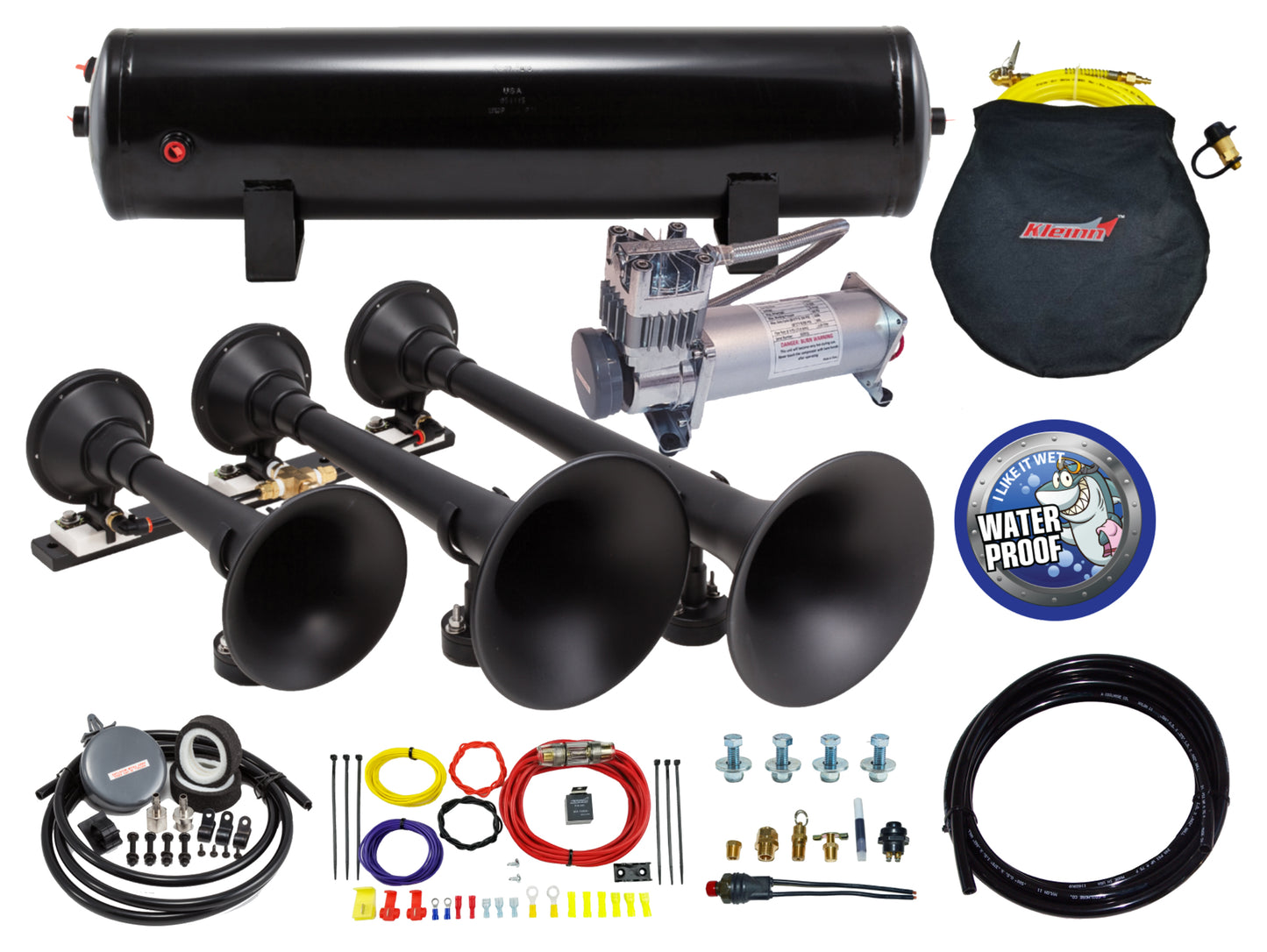 Kleinn Air Horns - HK9-Slimline - Black Triple Train Horn