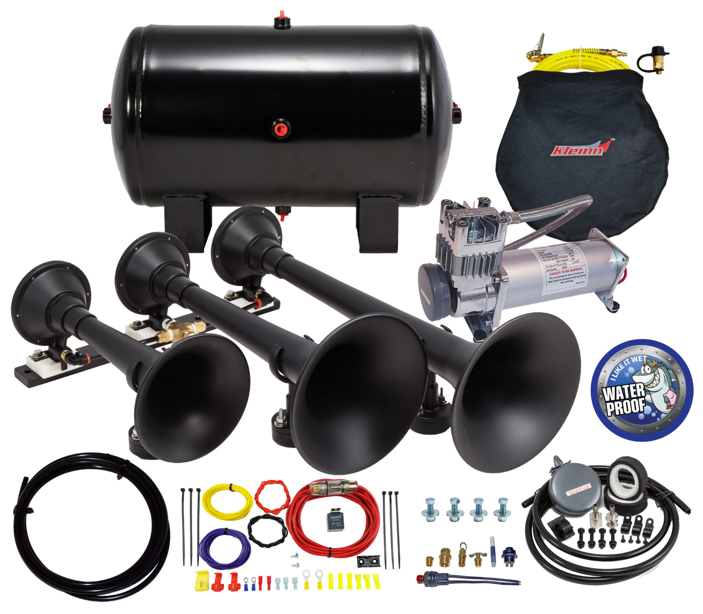 Kleinn Air Horns - HK9 - Black Triple Train Horn