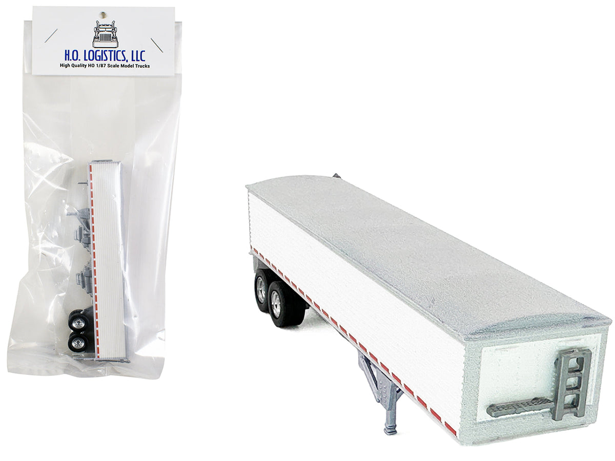 Covered Grain Trailer White with Silver Tarp 1/87 (HO) Plastic Model Car by HO Logistics  free shipping USA