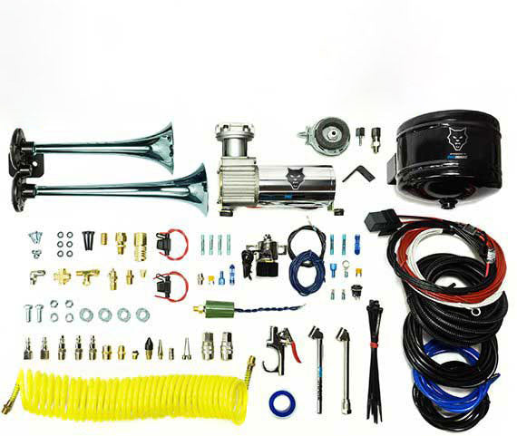 HP10213 Premium Dual Air Horn Kit W/Air Horn Kit (HP10073) And Onboard Air Kit (HP10163)