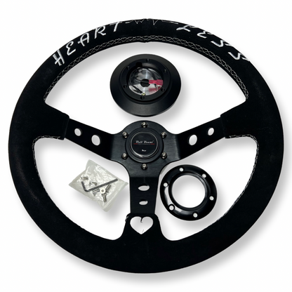 350mm Suede Steering Wheel + Short Hub Adapter for 83-04 Ford Mustang / 89-92 Ford Ranger