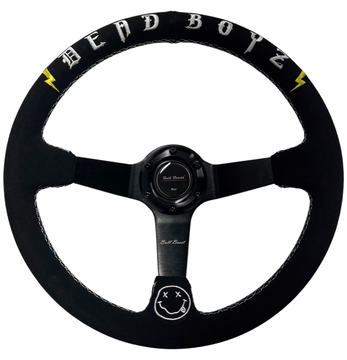 Deadboyz Suede Steering Wheel + Short Hub Adapter Kit For 02-07 Impreza WRX STI Legacy Eclipse Lancer Galant 3000GT