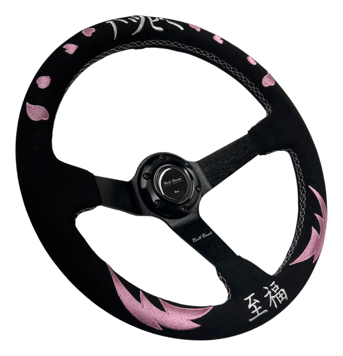Pink Bliss Heart Suede Leather Steering Wheel Hub Adapter Kit For Impreza WRX Legacy