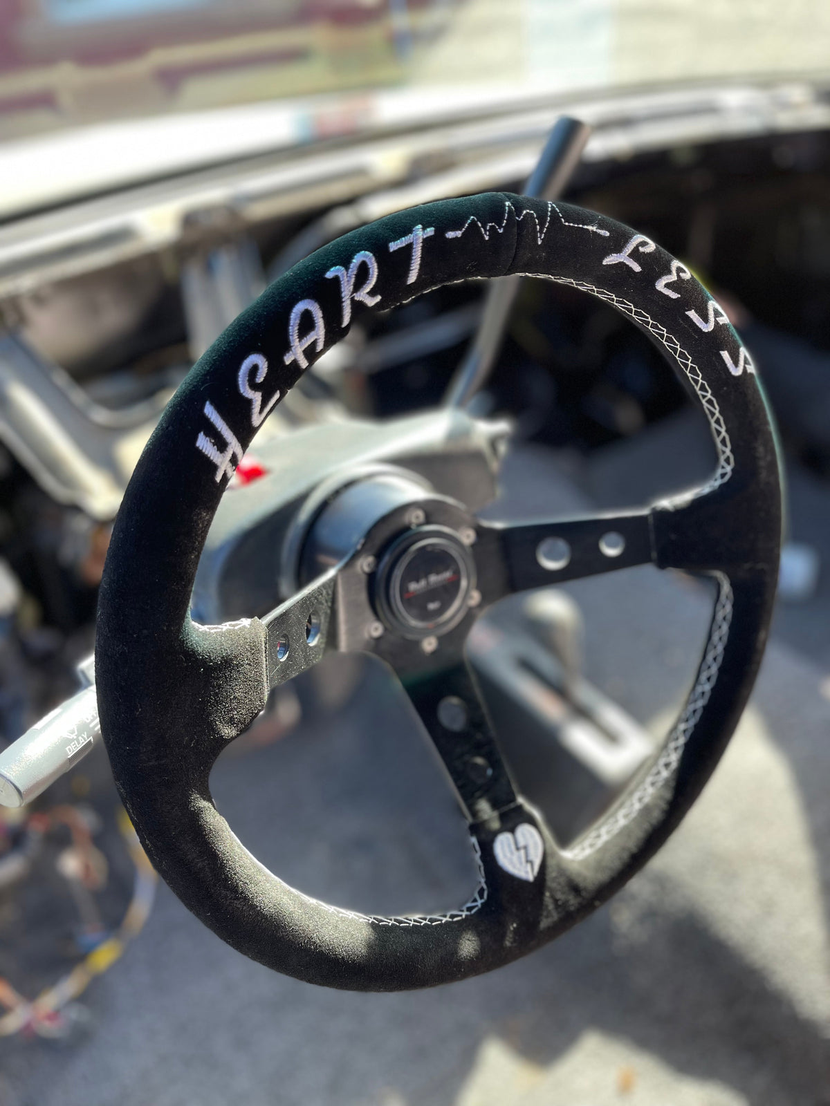 350mm Suede Steering Wheel + Short Hub Adapter for 83-04 Ford Mustang / 89-92 Ford Ranger