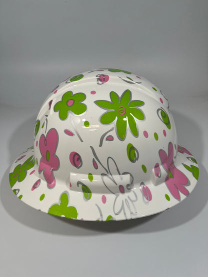 Full Brim Hard Hat Hydro Dipped FLORAL
