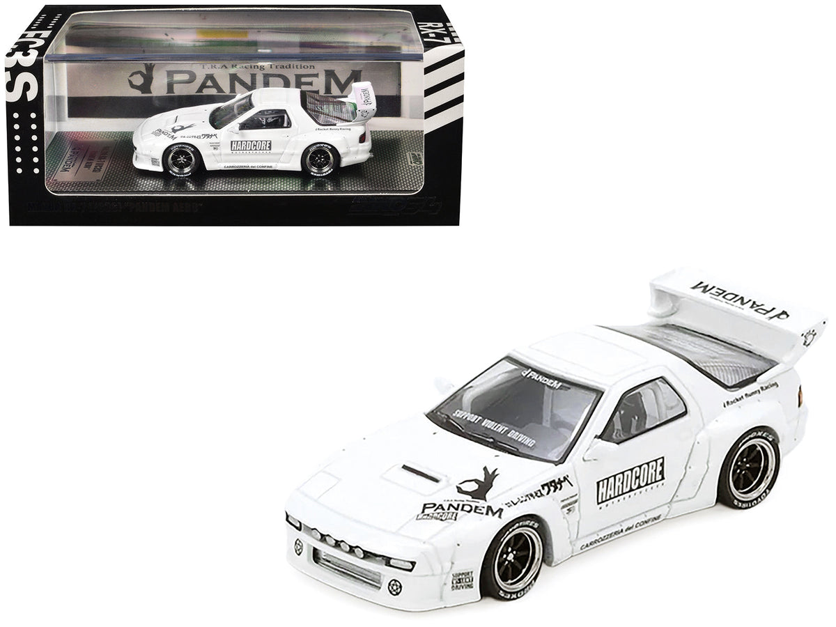 Mazda RX7 (FC3S) "Pandem Aero" Widebody Kit White with Graphics 1/64 Diecast Model Car by Inno Models  free shipping USA