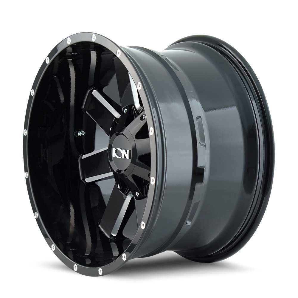 ION 141 141 GLOSS BLACK MILLED 17X9 8-165.1 -12MM 130.8MM 141-7981M