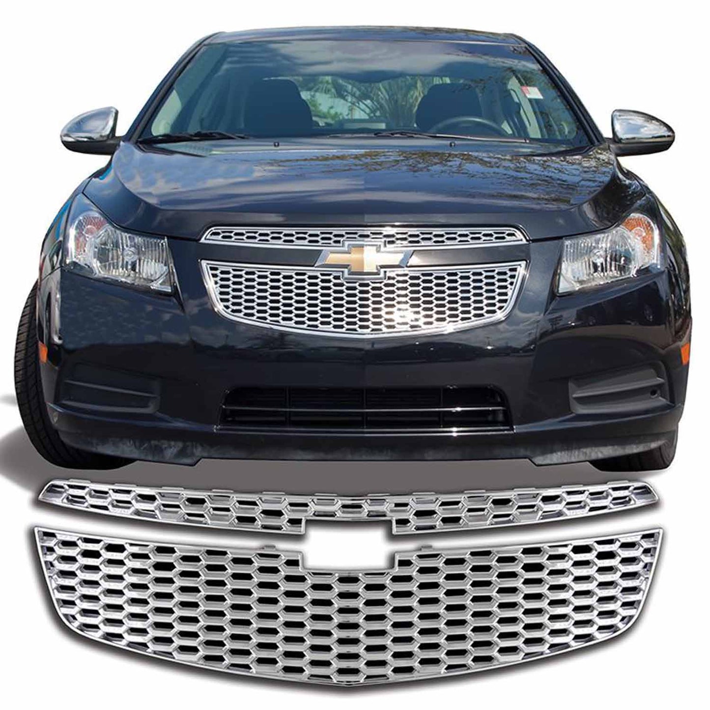 Coast To Coast Grille Insert Honeycomb 2 Piece Emblem Chrome ABS