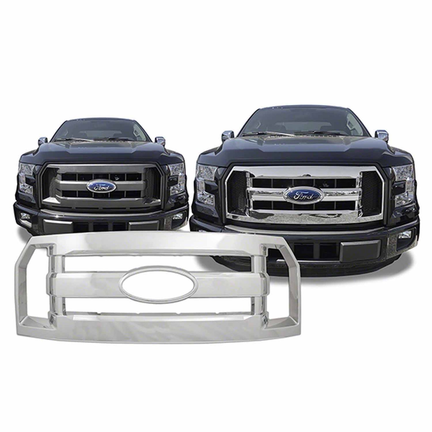 Coast To Coast Grille Insert Overlay 1 Piece Emblem Cutout Chrome ABS