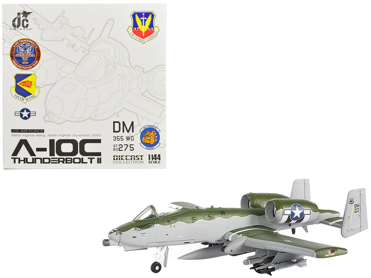Fairchild Republic A-10C Thunderbolt II Attack Aircraft "355th Fighter Wing 354th Fighter Squadron Bulldogs" (2020) United States Air Force 1/144 Diecast Model by JC Wings  free shipping USA