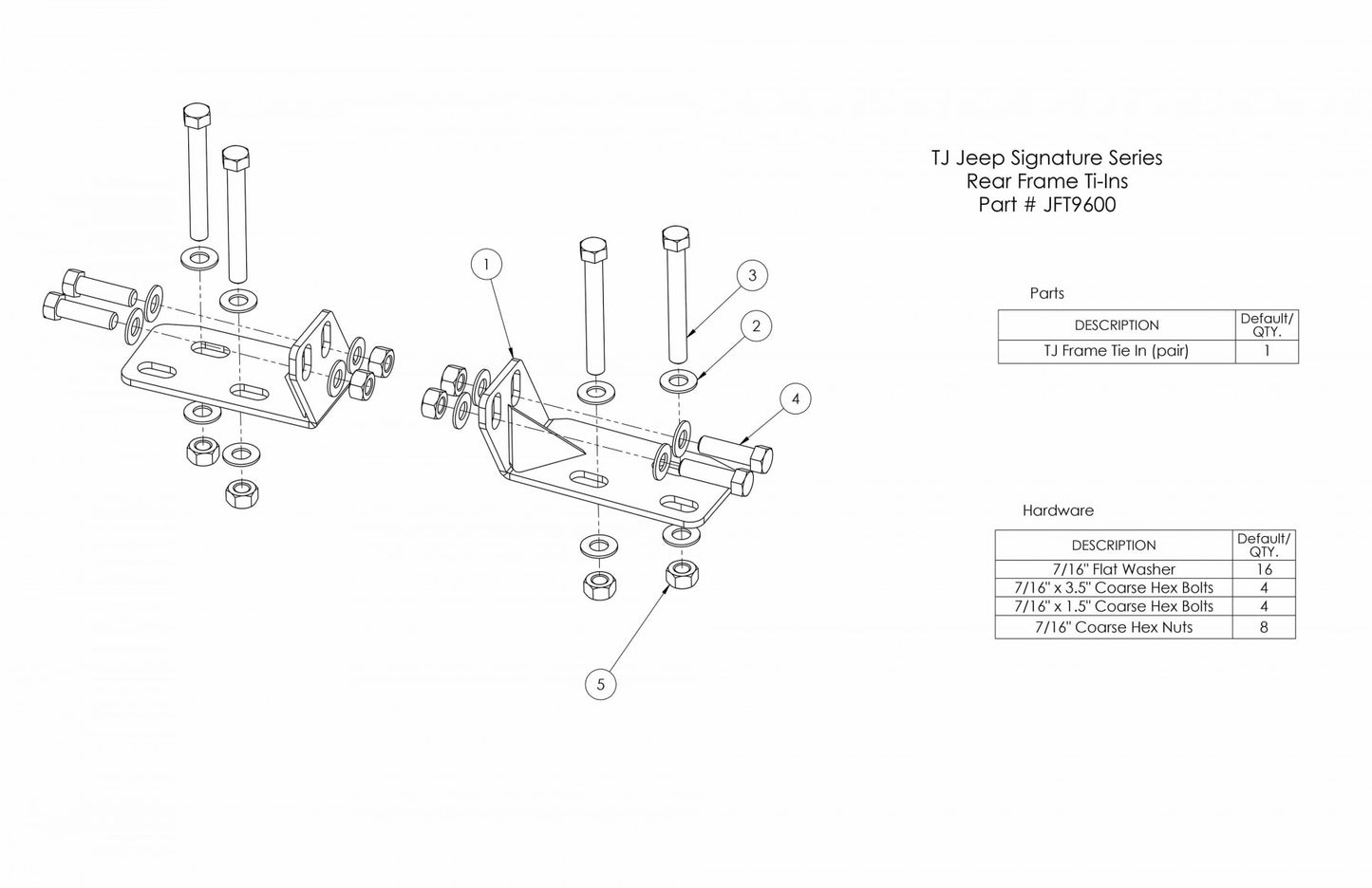 TJ / LJ Frame Tie-in Bracket (for Rear Bumper)