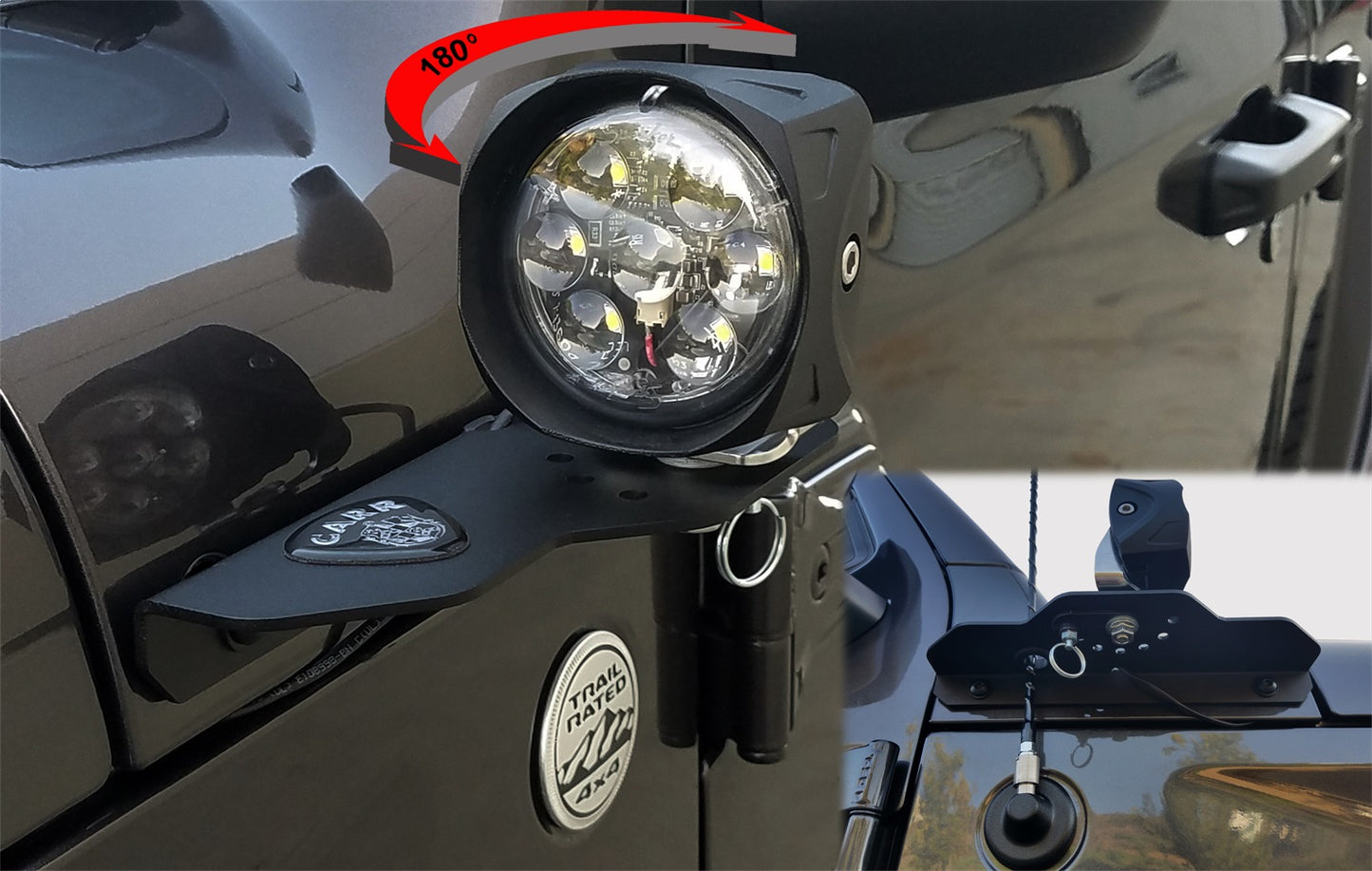 CARR  - 210291 - JL 180 Degree Light Mount Brackets; XP3 Black; (Driver/Pass Side Mtg Brkts)