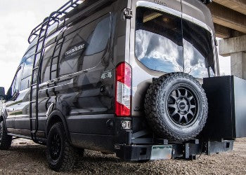 Slimline Rear Bumper - Ford 2015-19 Transit; 2015-19 Storyteller (Configuration: With Swing Arms; Wheel Type: Single Rear Wheels (5 Lug M14 X 1.5))