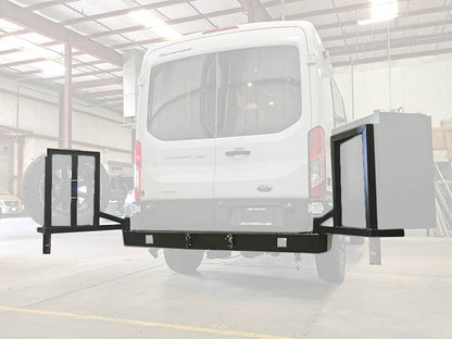 Slimline Rear Bumper - Ford 2015-19 Transit; 2015-19 Storyteller (Configuration: With Swing Arms; Wheel Type: Dual Rear Wheels (6 Lug M14 X 2.0))