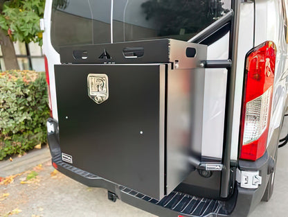 Passenger Side Rear Door Box Rack - Ford 2015-23 Transit; 2015-23 Storyteller (Configuration: With Medium Or High Roof)