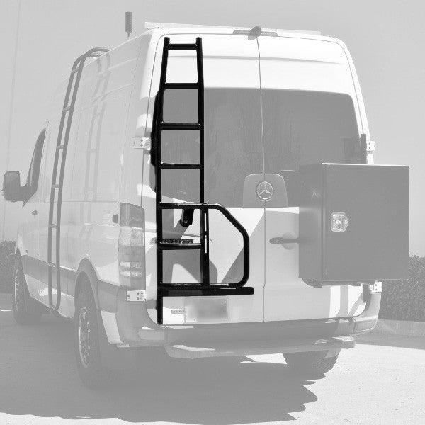 Rear Door Ladder - 2007-18 Sprinter (Configuration: With High Roof; Style: With Tire/Box Mount)