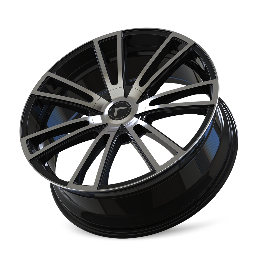 KRAZE SPECTRA 183 GLOSS BLACK MACHINED 22X8.5 5-110/5-127 38MM 72.62MM KR183-22860BM38