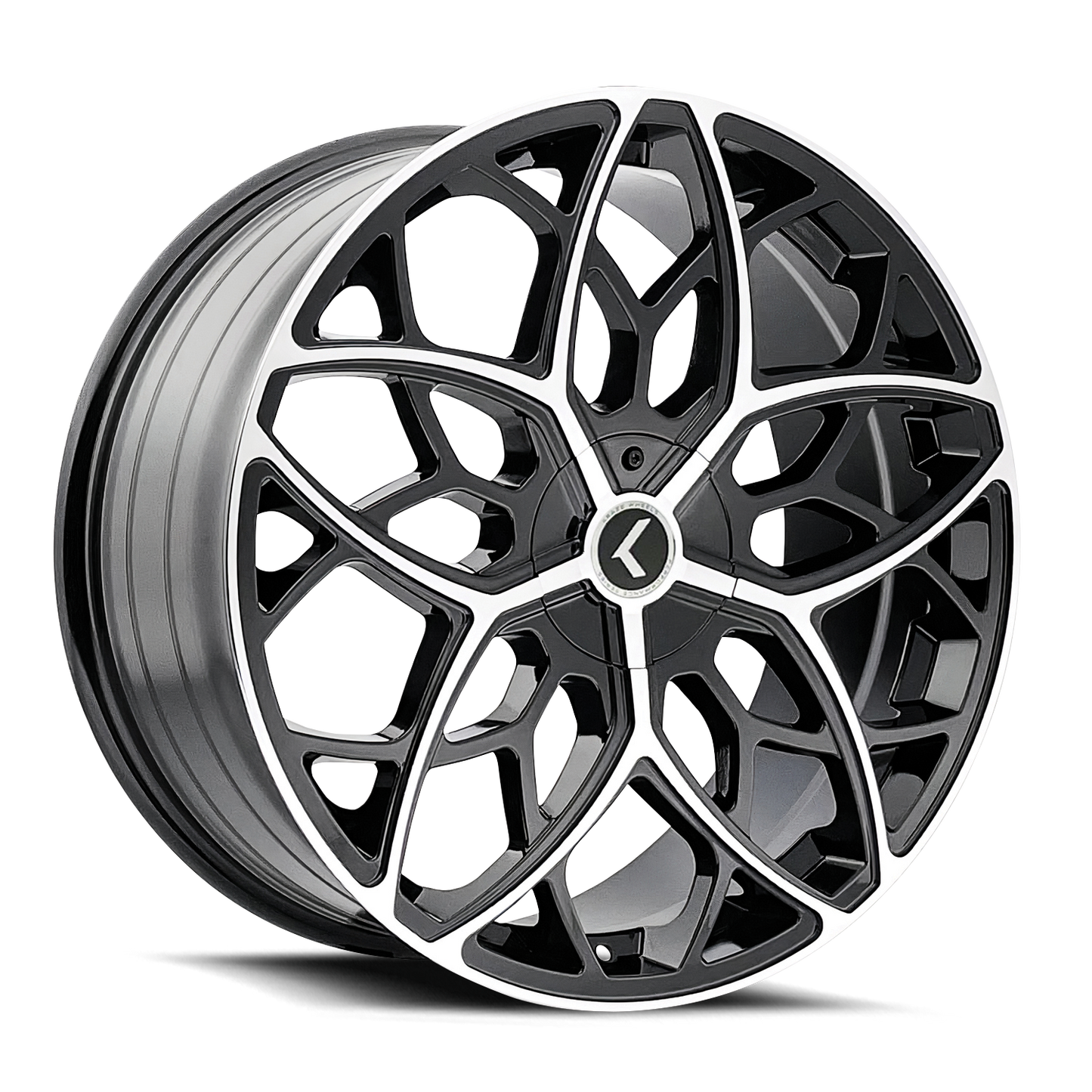 KRAZE RICOCHET KR184 BLACK MACHINED 22X8.5 5-112/5-114.3 38MM 72.62MM KR184-22816BM38