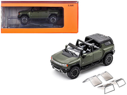 2023 GMC Hummer EV SUV Green Metallic with Black Top 1/64 Diecast Model Car by GCD  free shipping USA