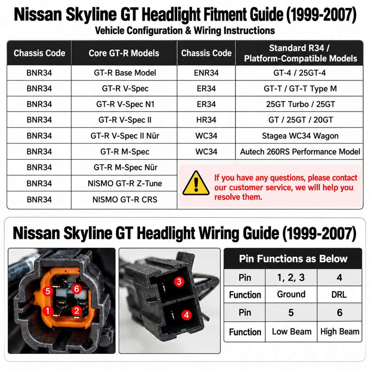 Japan Made LED Headlights for Nissan Skyline R34 GTR GTT