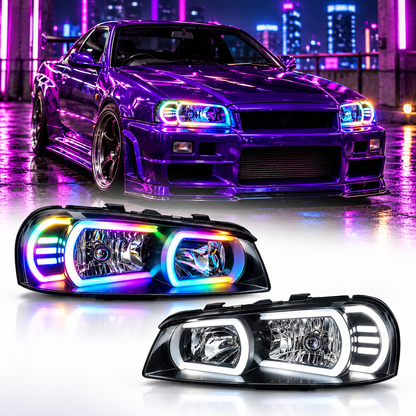 RGB LED Headlights for Nissan Skyline R34 GTR GTT
