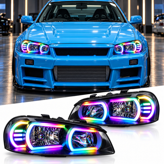 RGB LED Headlights for Nissan Skyline R34 GTR GTT