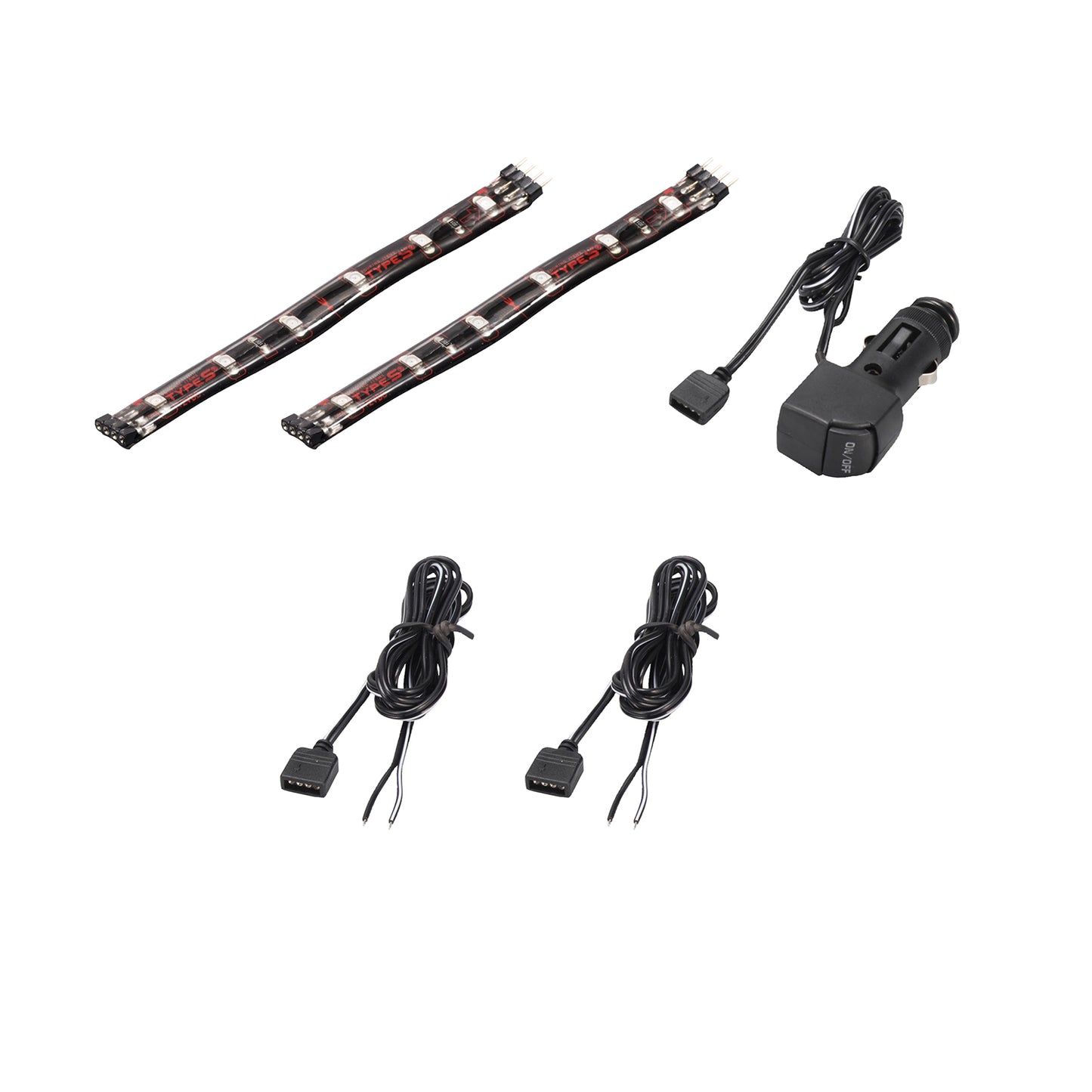 TYPE S 8 In. Interior Strip Lighting W/ 2x4 In. Plug & Glow LED Strips Red
