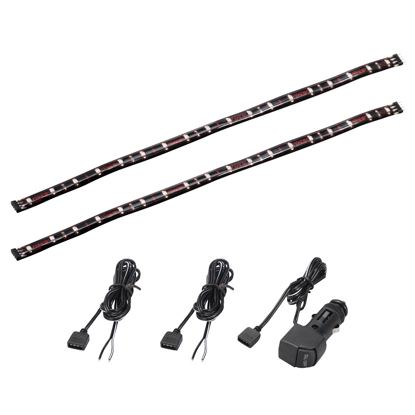 TYPE S 24 In. Interior Strip Lighting W/ 2x12 In. Plug & Glow LED Strips Red