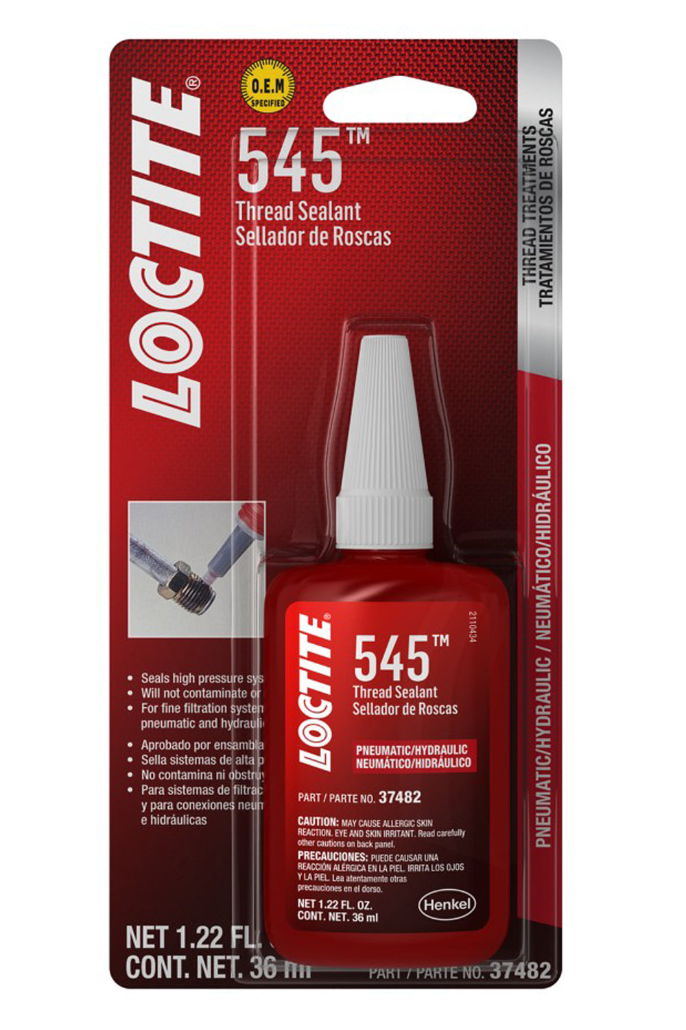 Thread Sealant 545 36ml/ 1.22oz Pneumatic/Hydrlic - 492145